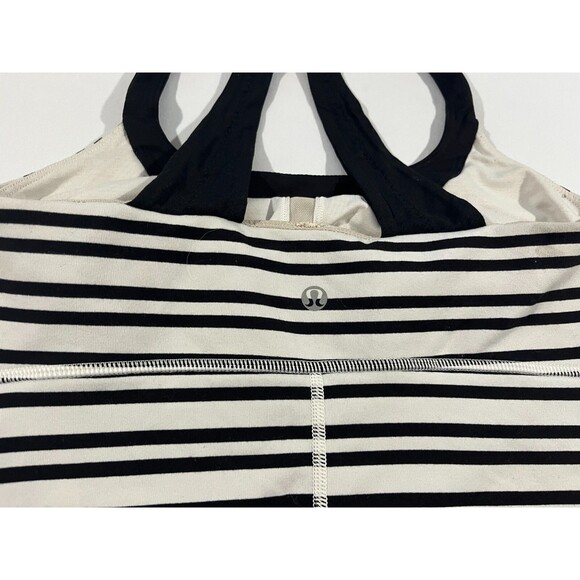 Lululemon Shirt Womens White Black Striped Scoop Me Up Built In Bra Tank Top 6 - Picture 7 of 7